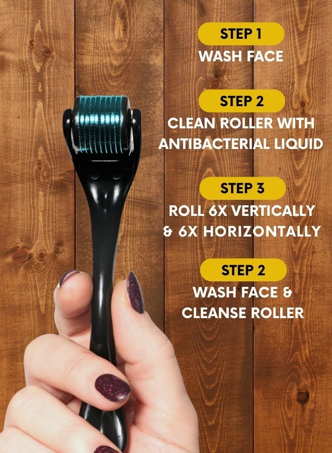 Kanza 1mm Microneedle Roller System For Hair & Beard Growth with 540 Titanium Needles, Derma Microneedling Roller for Hair Beard Eyelash & Eyebrow Growth, Repairs Damaged Hairs Follicles - Image 2